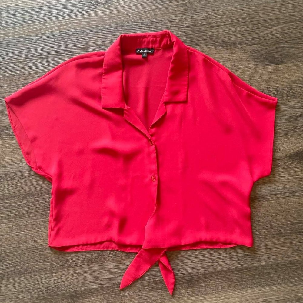 Button Up Red Blouse - Business Casual, Office